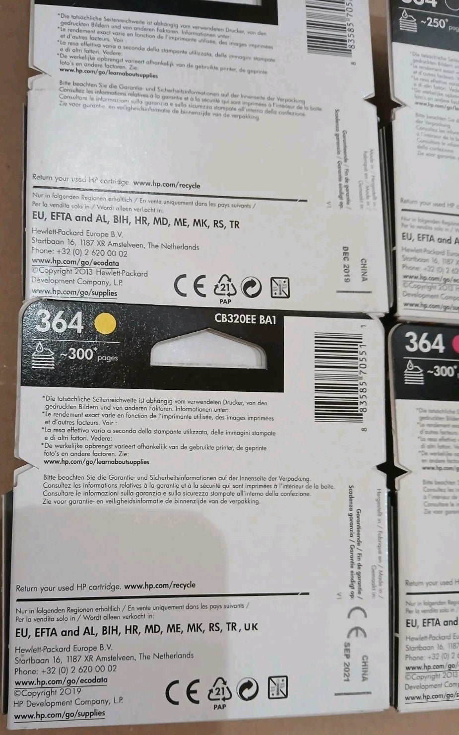 Original HP 364 Tintenpatrone 4x für HP Deskjet 3520 Serie Photosmart B109A