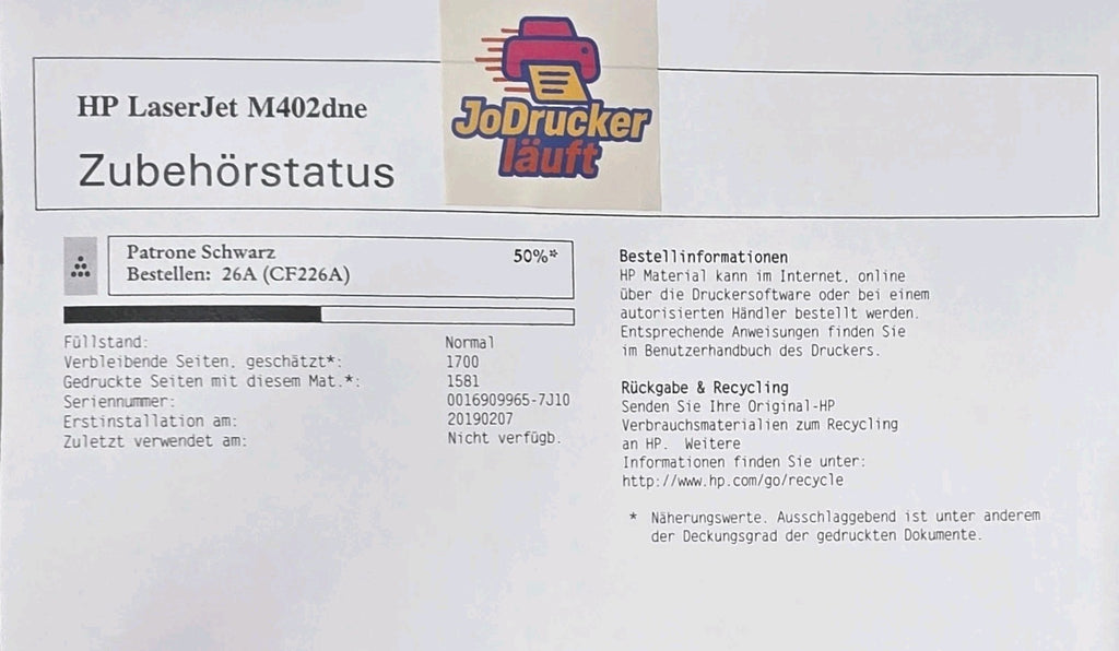 HP LaserJet Pro M402dne S/W Laserdrucker Duplex USB 2.0 Netzwerk LAN Windows 11