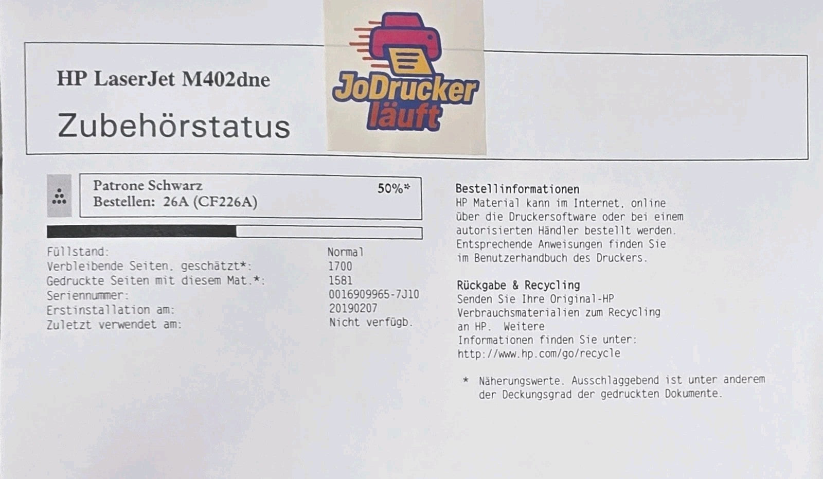 HP LaserJet Pro M402dne S/W Laserdrucker Duplex USB 2.0 Netzwerk LAN Windows 11