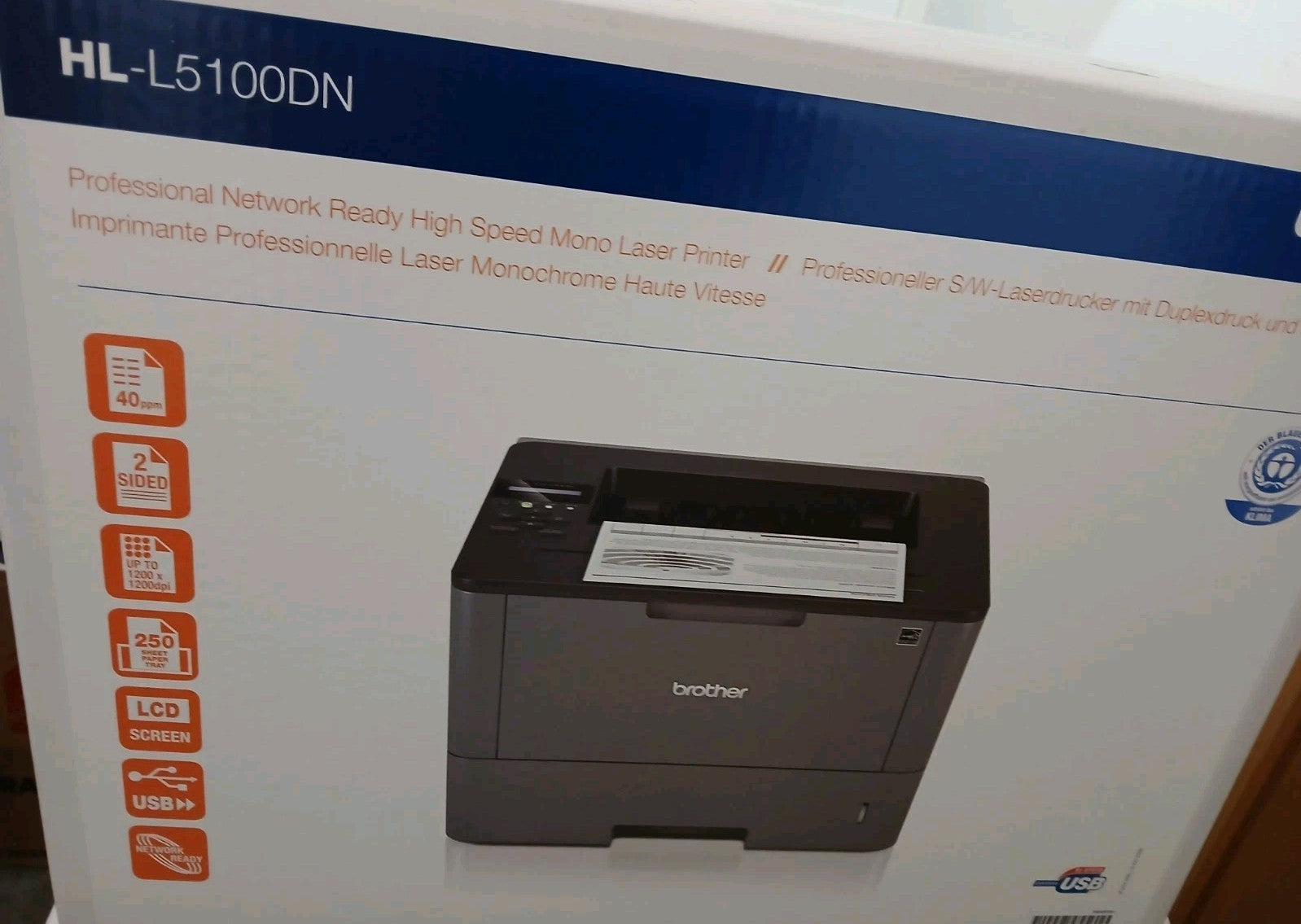 Brother HL-L5100DNT Mono Laser Drucker 520 Blatt Schacht LAN USB Duplex Win 11