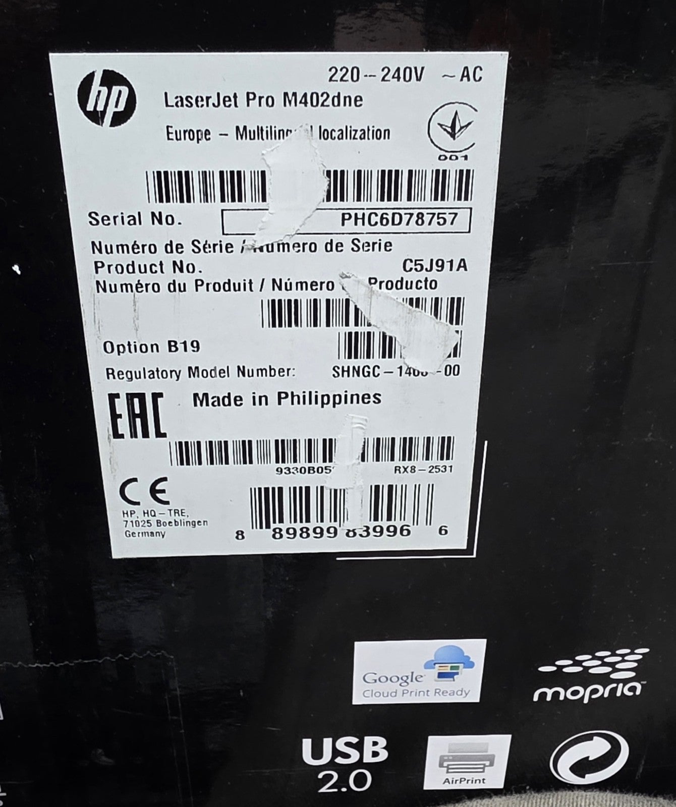 HP LaserJet Pro M402dne S/W Laserdrucker Duplex USB 2.0 Netzwerk LAN Windows 11
