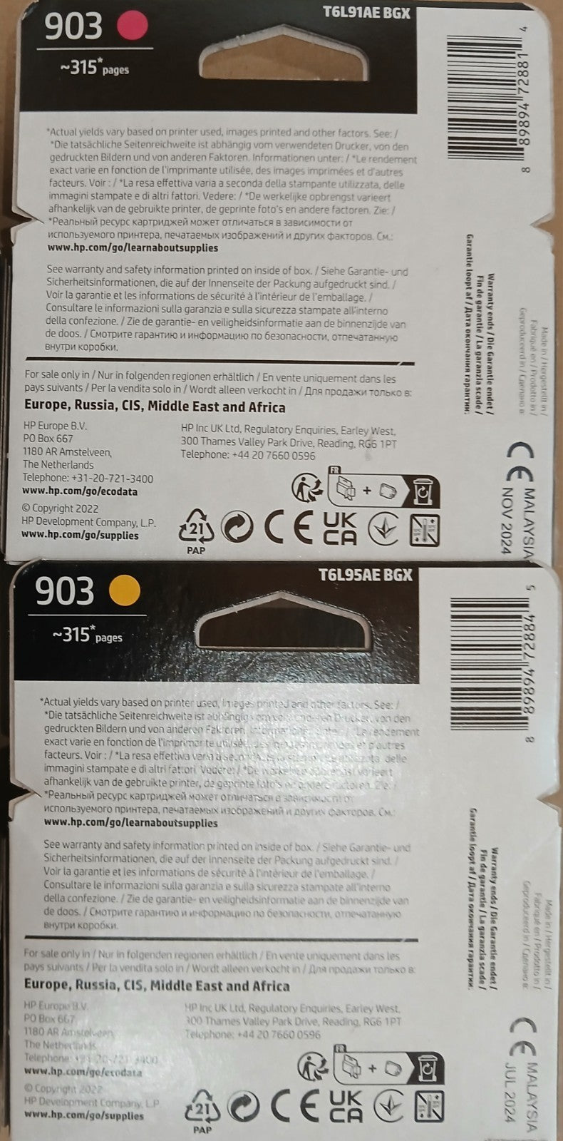 Original HP 903 Tintenpatrone 4x für Officejet 6900 6950 6860 6970 6975 6978