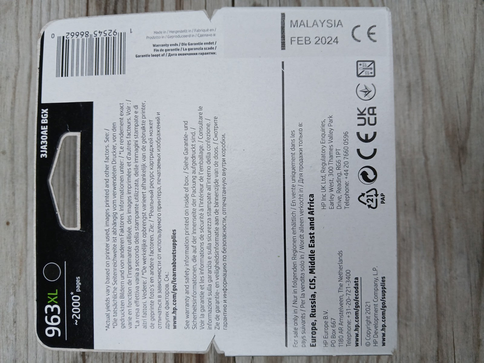 Original HP Tintenpatrone Schwarz BK 963XL für Officejet Pro 9019 9020 9022 9025