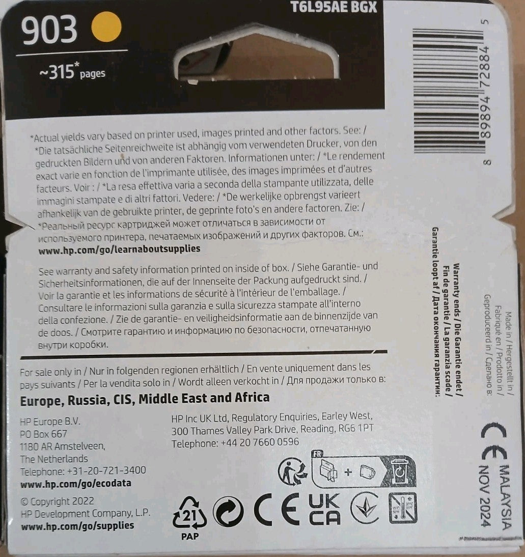 3x Original HP Tintenpatrone Farbe 903 für Officejet 6900 6950 6860 6970 6975