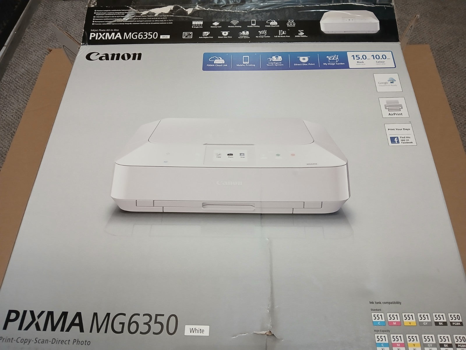 Canon Pixma MG6350 Drucker WHITE wie Neu! Unbenutzt & Vollständig! Blitzversand!