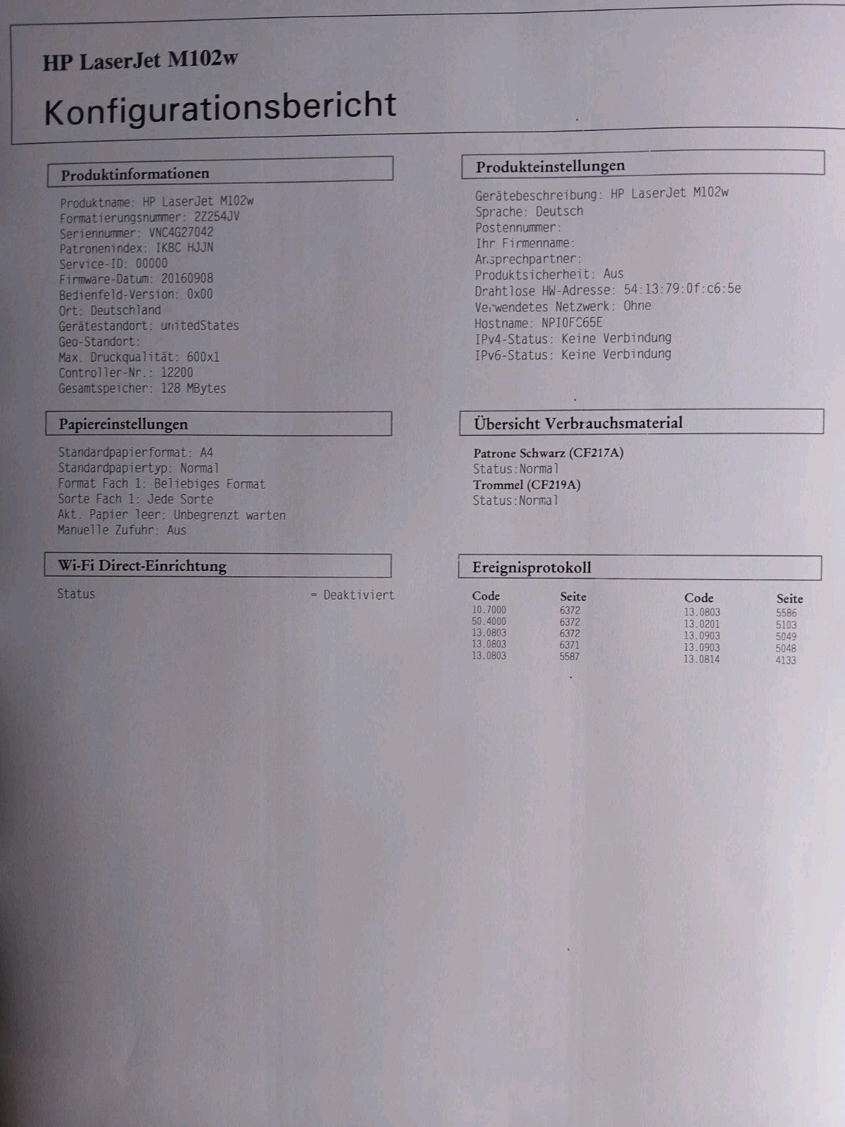 HP Laser Jet Pro M102w S/W Laserdrucker USB 2.0 Netzwerk Wlan Airprint Win 10
