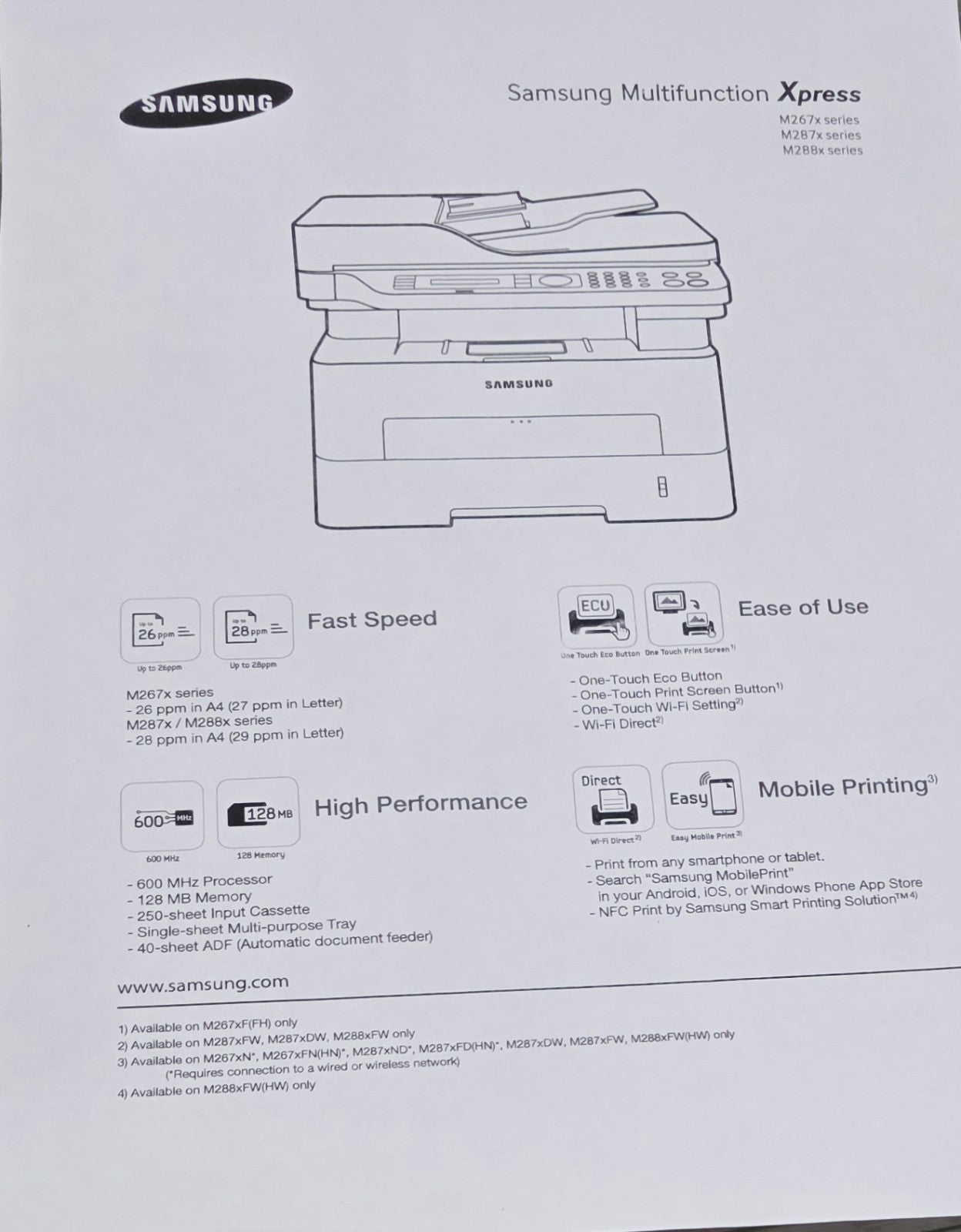 SAMSUNG Xpress M2875FD SW Druck Scan Kopie Fax Duplex ADF USB LAN Airprint Win11