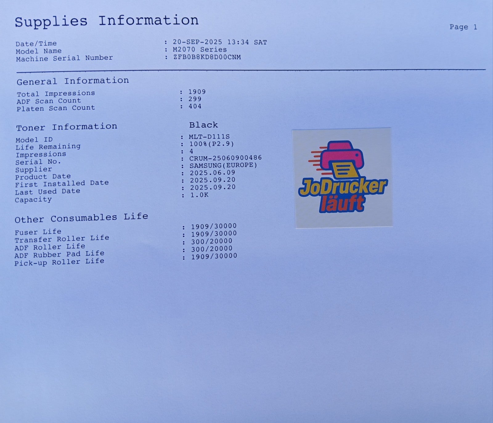 Samsung M2070F S/W Laser Multifunktionsdrucker Scan Kopie Fax ADF USB 2.0 Win 10