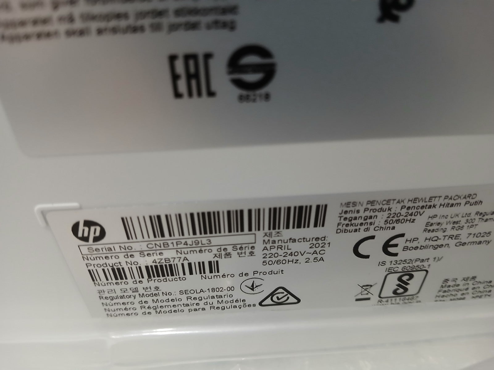HP Laser 107a S / W Laserdrucker wie Neu Unbenutzt HP Toner USB A4 Win 10 MAC OS
