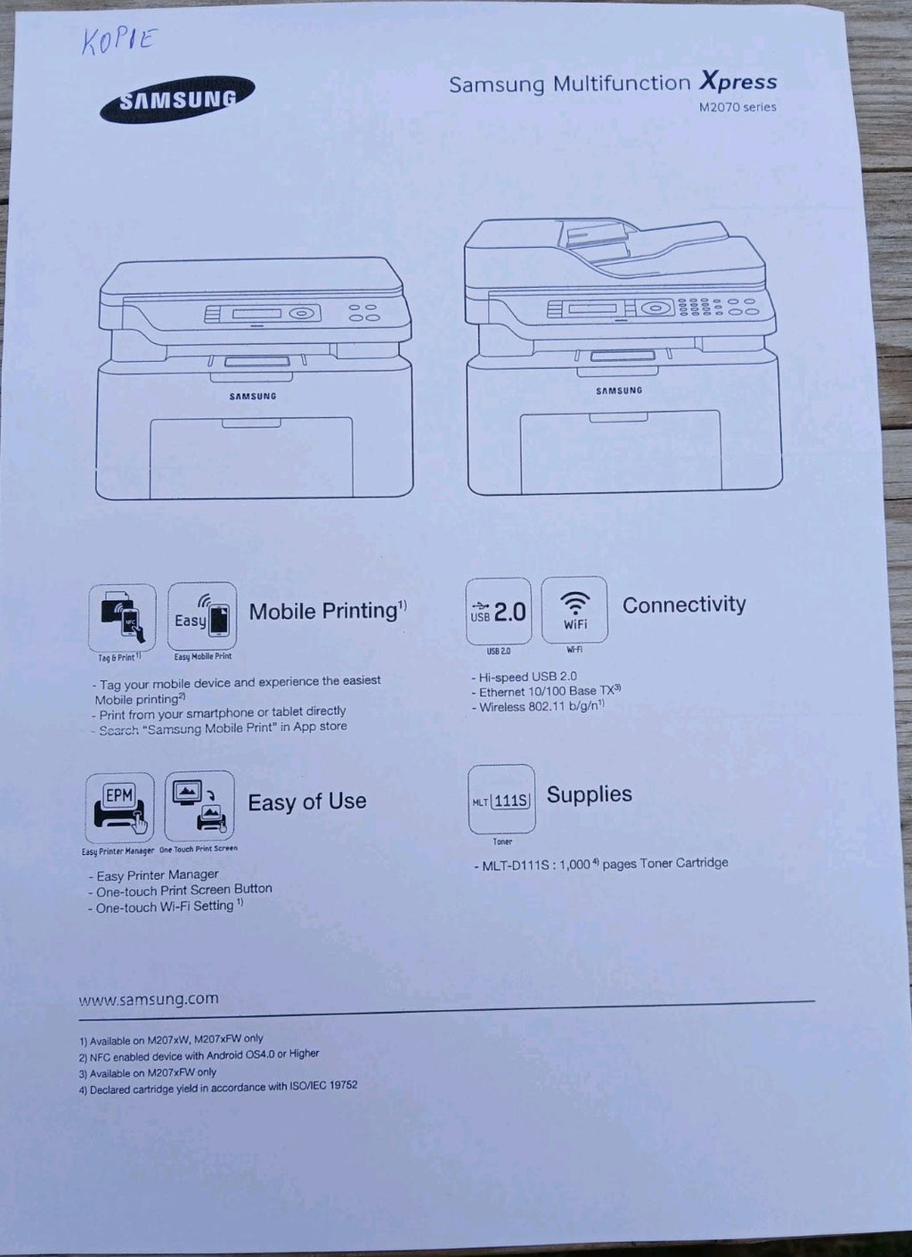 Samsung Xpress M2070W S/W Laserdrucker Multifunktionsgerät A4 USB 2.0 Windows 11