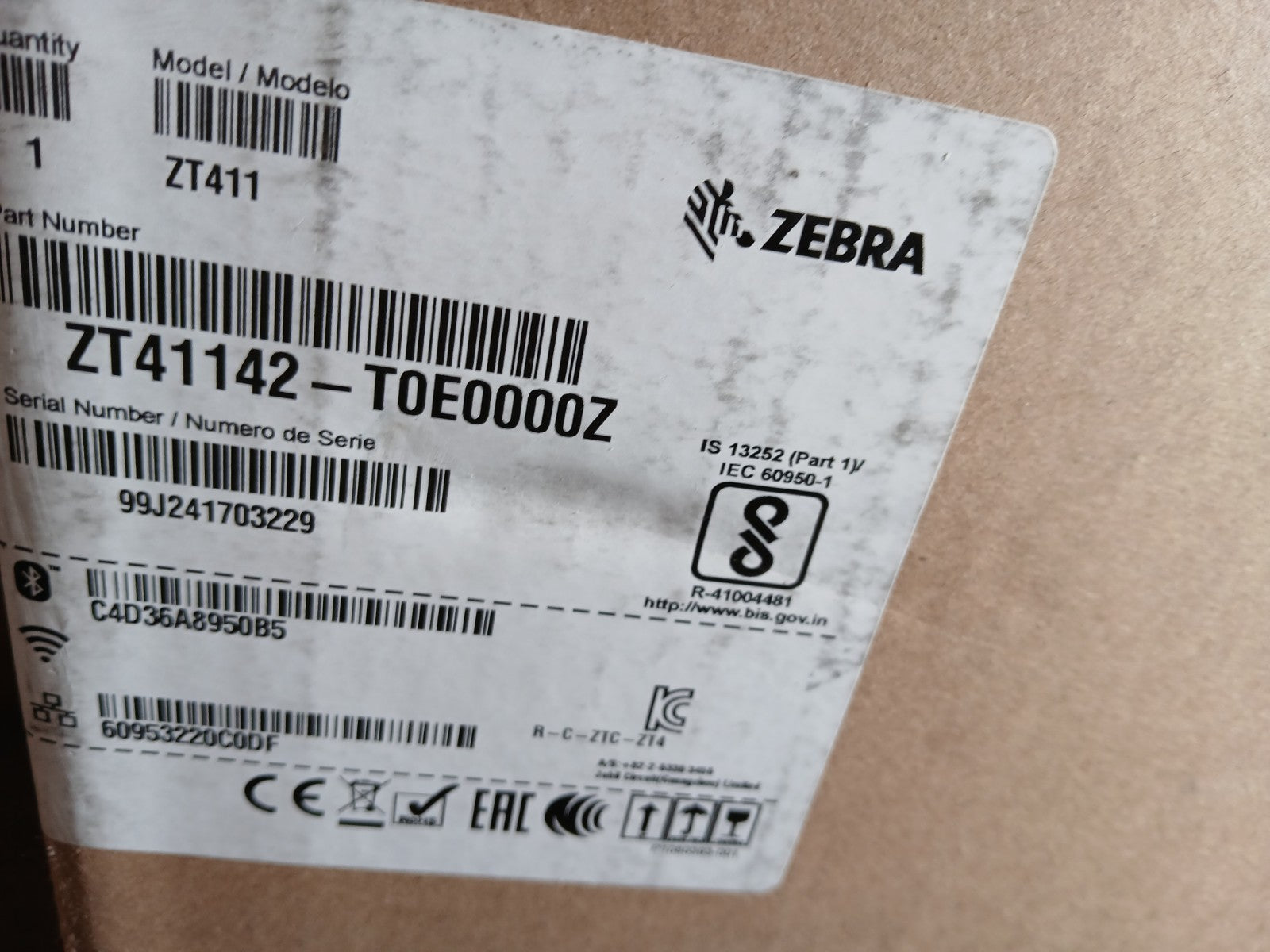 Zebra ZT411 203DPI Etikettendrucker Thermotransfer / direkt Bluetooth Netzwerk