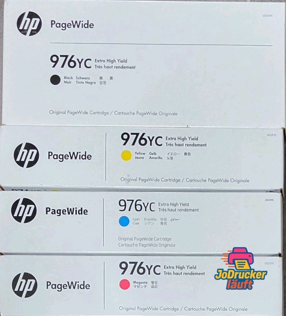 4x Original HP Farbpatrone 976YC für PageWide Managed P55250 / DW P57750 / DW