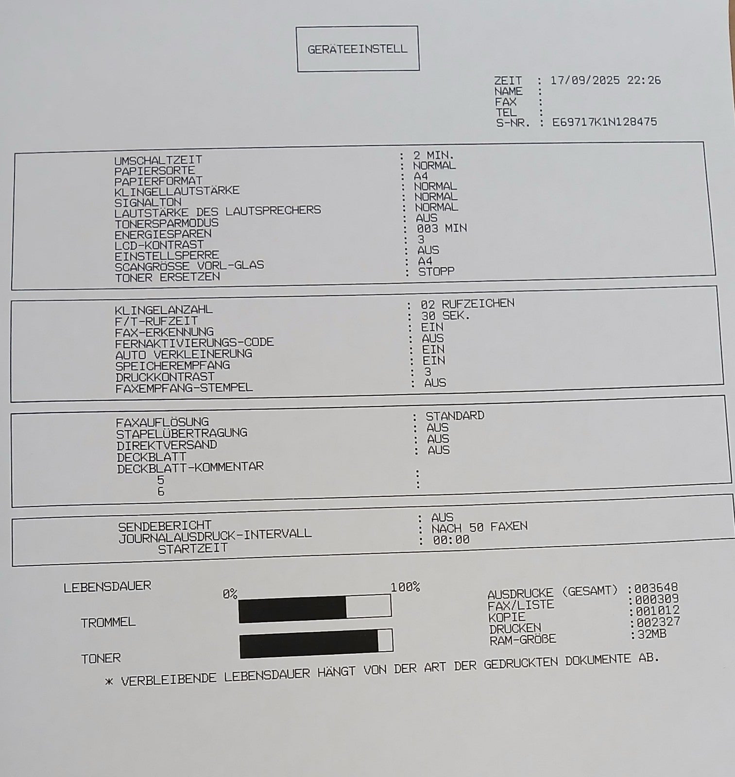 Brother MFC-7360N S/W 4-in-1 Multifunktionsdrucker Kopie Scan Fax ADF LAN Win 11