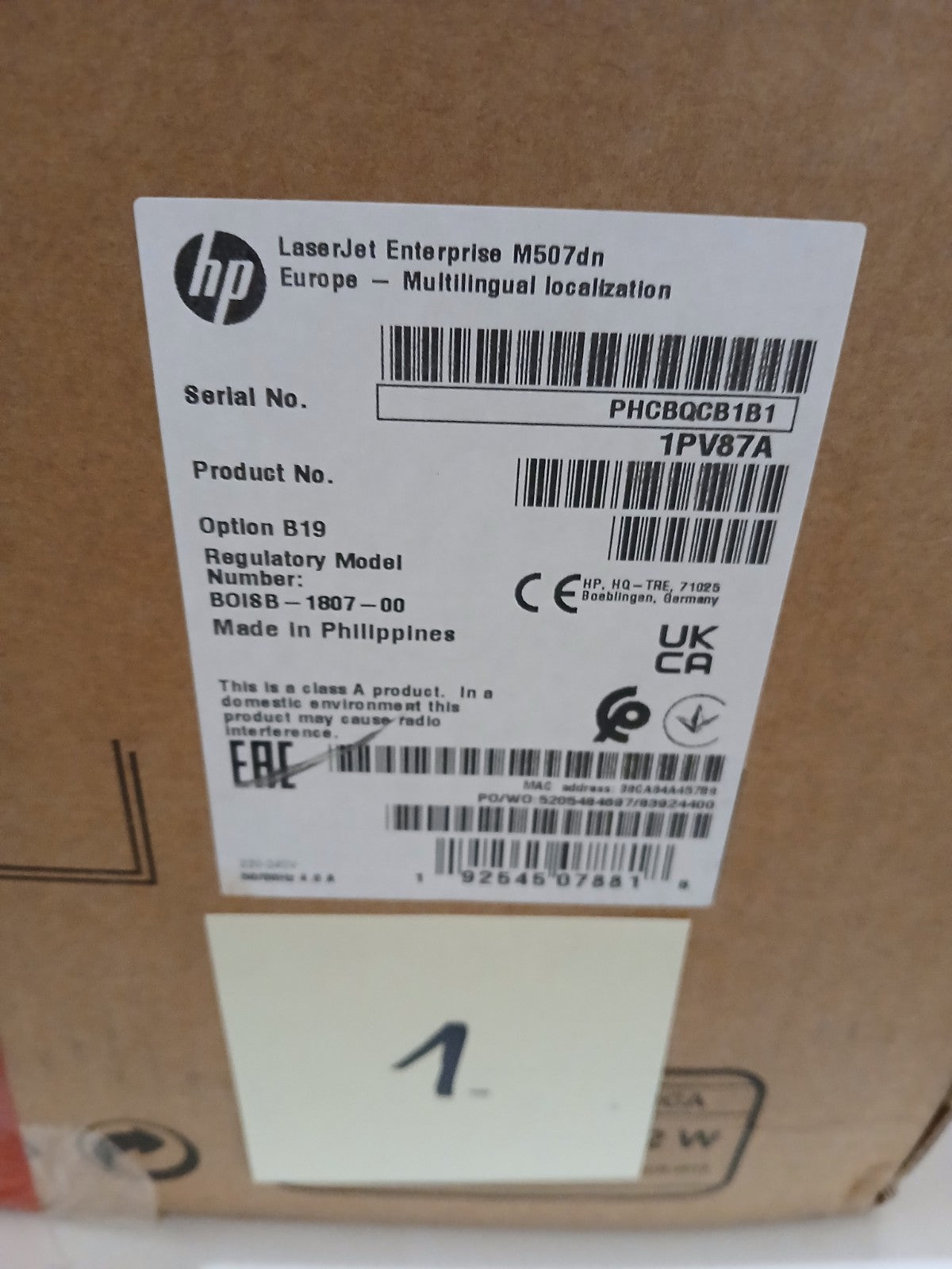 HP LaserJet Enterprise M507dn S / W Laser 43 S. / Min Duplex LAN USB 2.0 Win 11