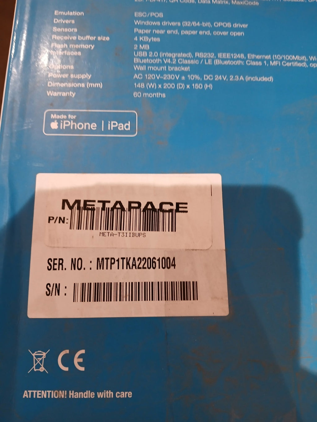 Metapace T-3 II Thermodirekt Kassenbondrucker POS USB Beleg Gastro Einzelhandel