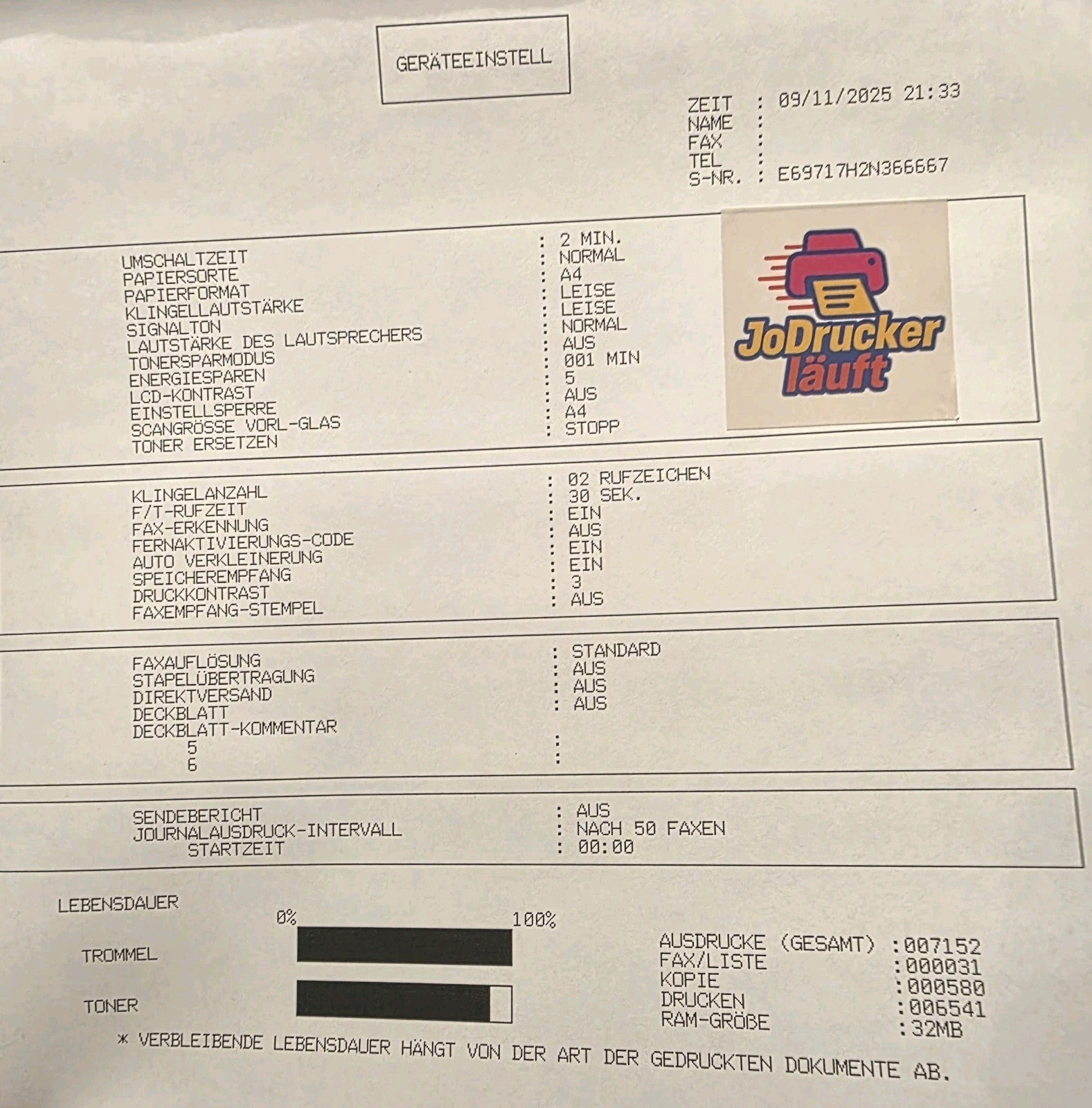 Brother MFC-7360N S/W 4-in-1 Multifunktionsdrucker Kopie Scan Fax ADF LAN Win 11