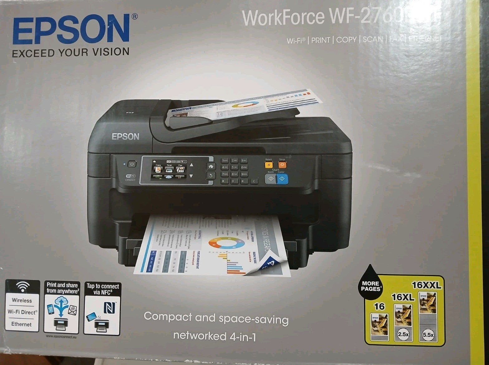 Epson WorkForce WF-2760DWF 4-in-1 Tintenstrahldrucker Duplex ADF USB 2.0 Win 11