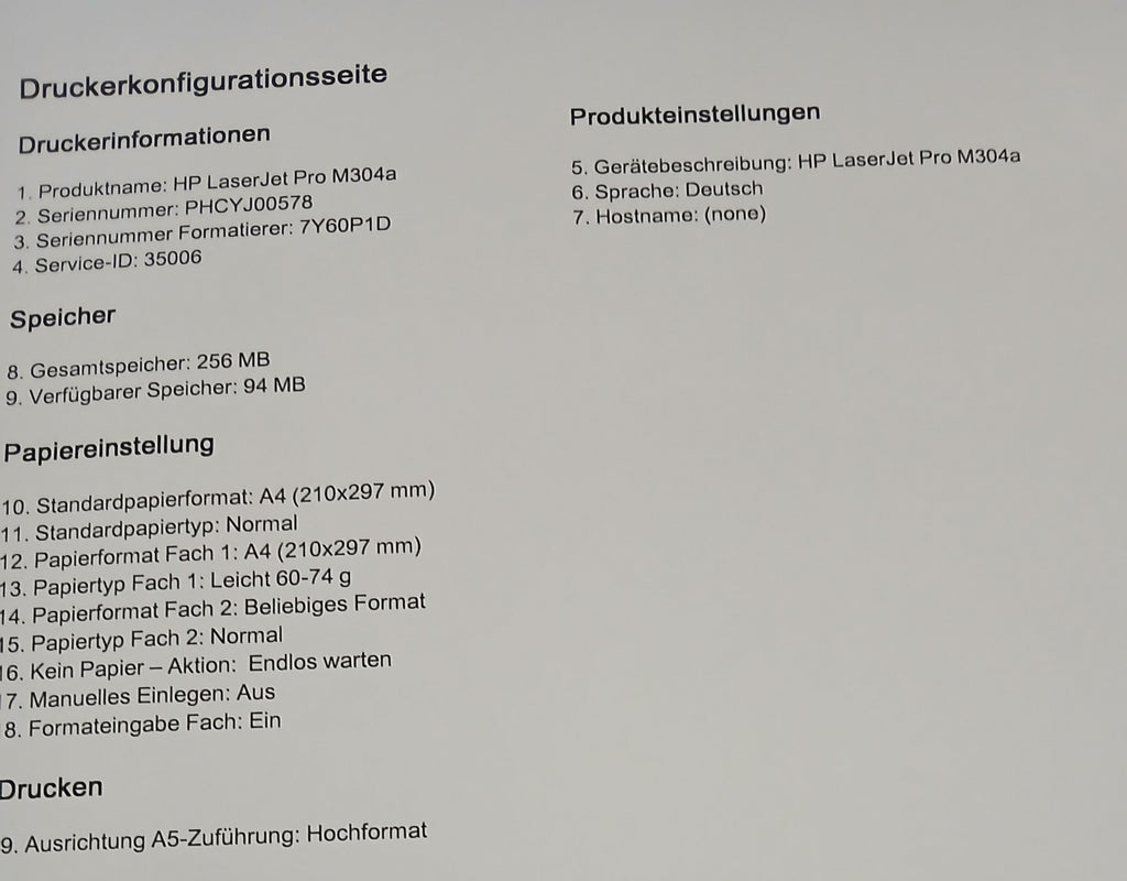 HP Laser Jet Pro M304a Laserdrucker S/W Wie Neu + HP Toner + USB + A4 + Win 10 !
