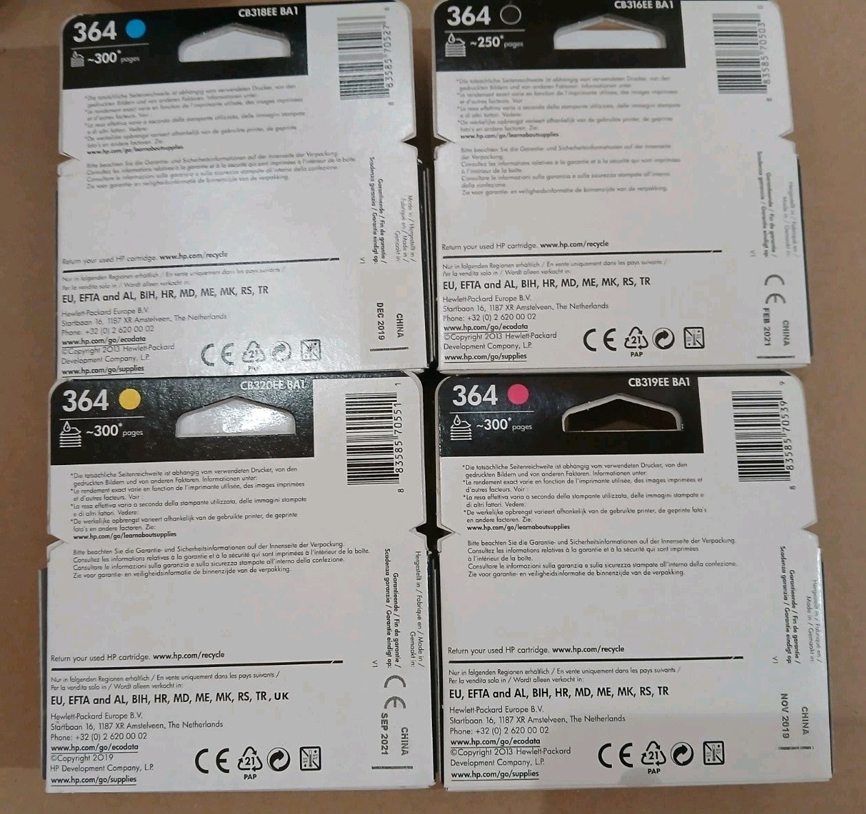 Original HP 364 Tintenpatrone 4x für HP Deskjet 3520 Serie Photosmart B109A