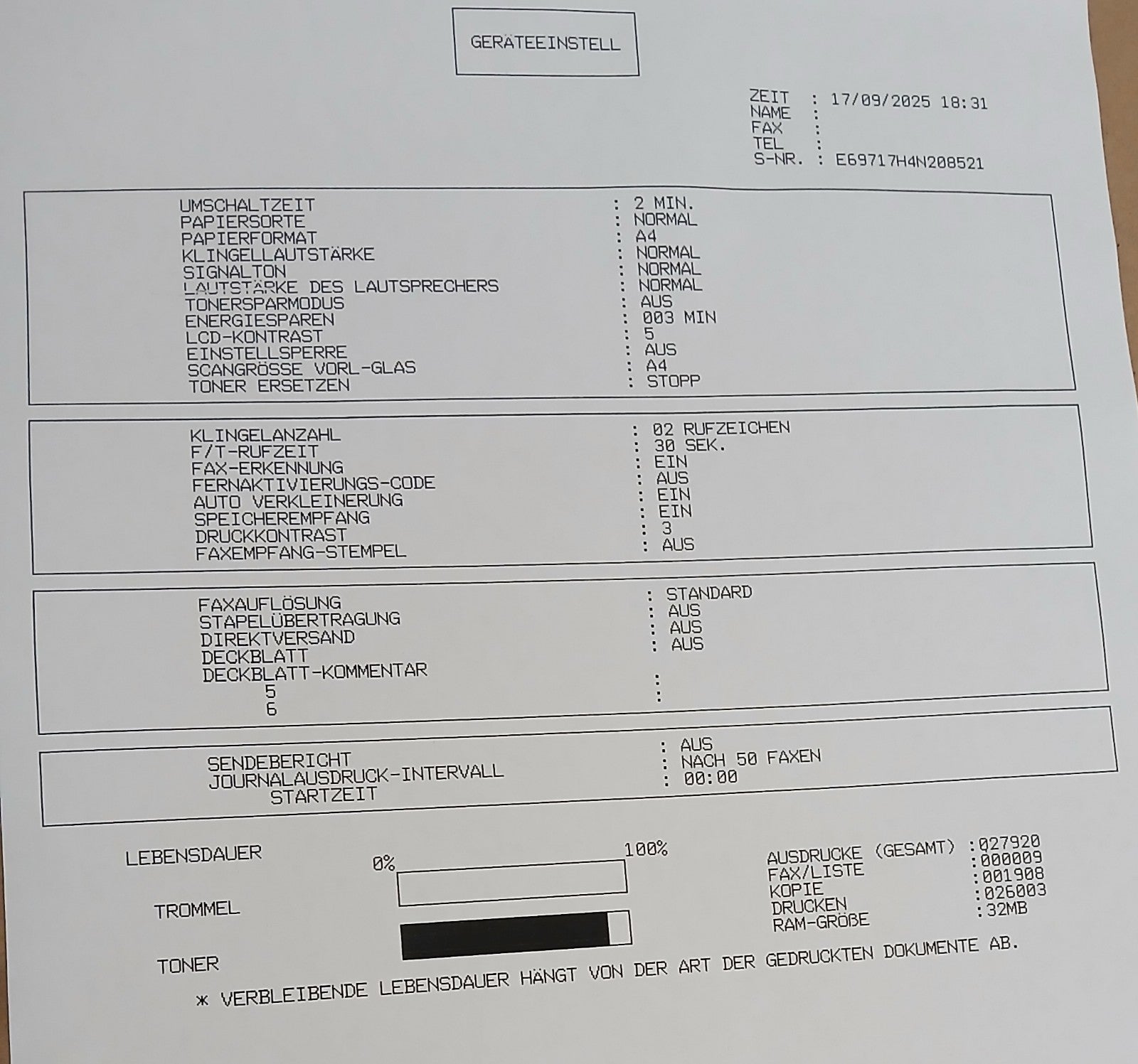 Brother MFC-7360N S/W 4-in-1 Multifunktionsdrucker Kopie Scan Fax ADF LAN Win 11
