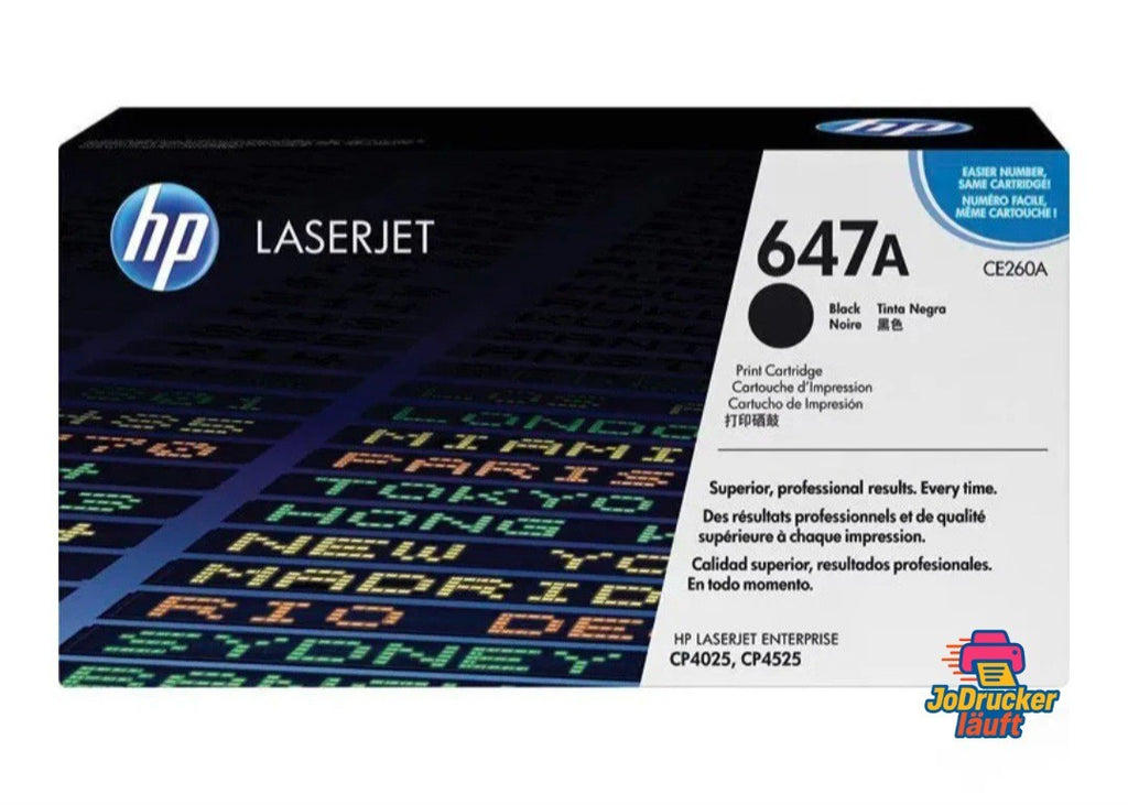 HP Original Toner 647A Schwarz BK CE260A für Laser Jet Enterprise CP4025 CP4525