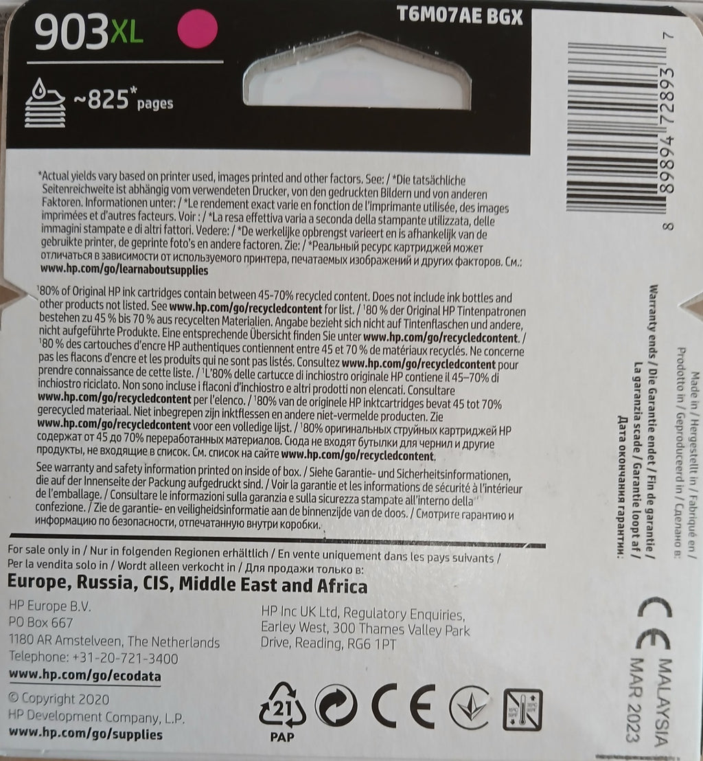 3x Original HP Tintenpatrone Farbe 903XL für Officejet 6900 6950 6860 6970 6975