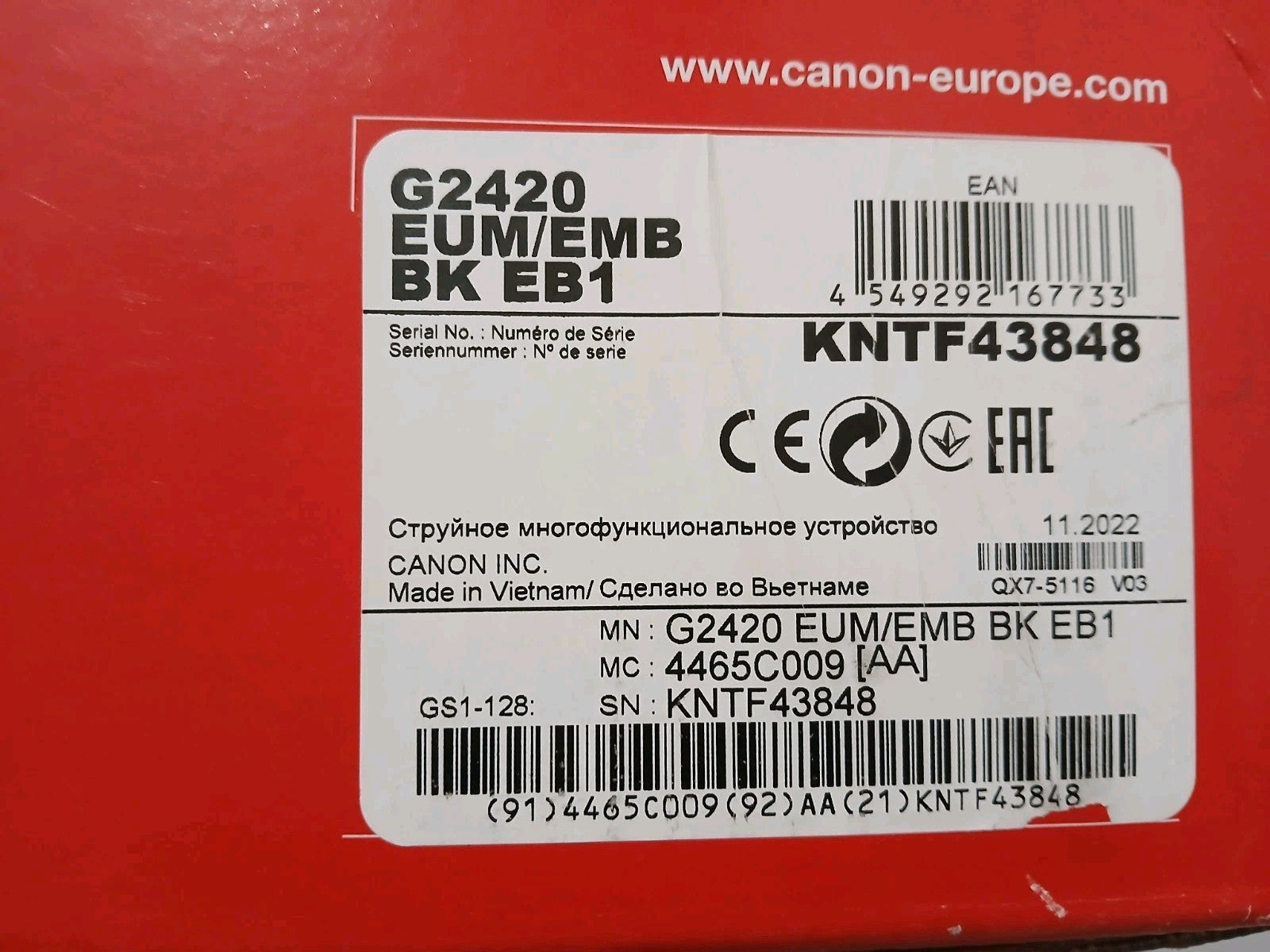 Canon Pixma G2420 3-in-1 Fotodrucker Tintendrucker Kopie Scan Druck USB Win 11