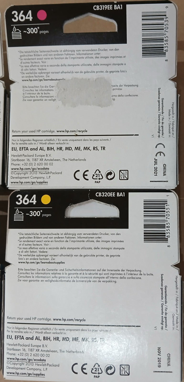 Original HP 364 Tintenpatrone 4x für HP Deskjet 3520 Serie Photosmart B109A