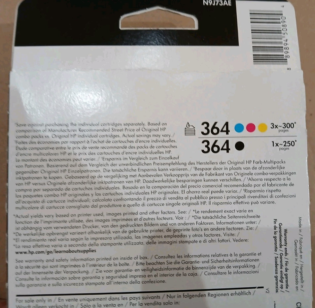 Original HP 364 (N9J73AE) Multipack für HP Deskjet 3520 Serie Photosmart B109A