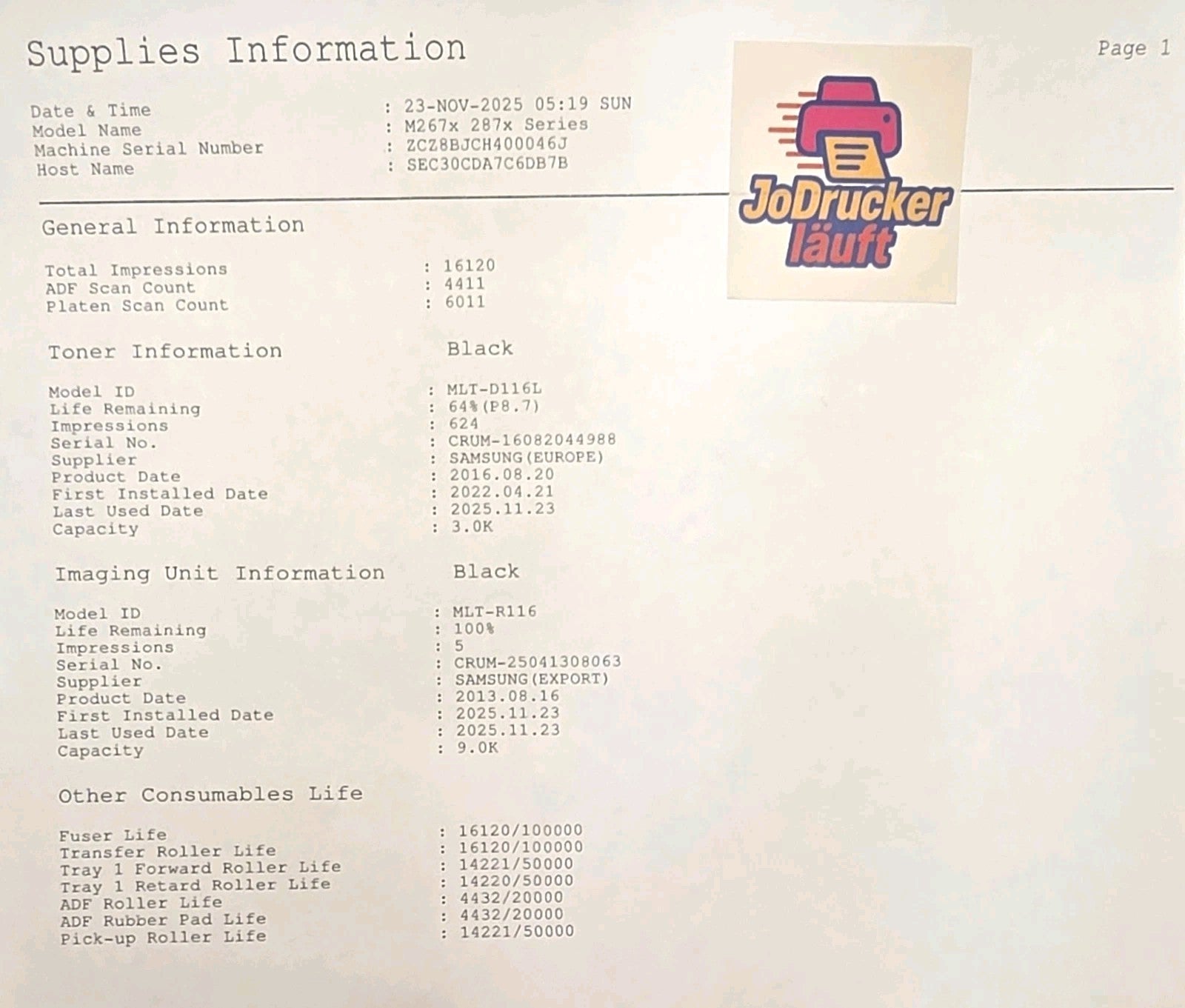 SAMSUNG Xpress M2875FD SW Druck Scan Kopie Fax Duplex ADF USB LAN Airprint Win11