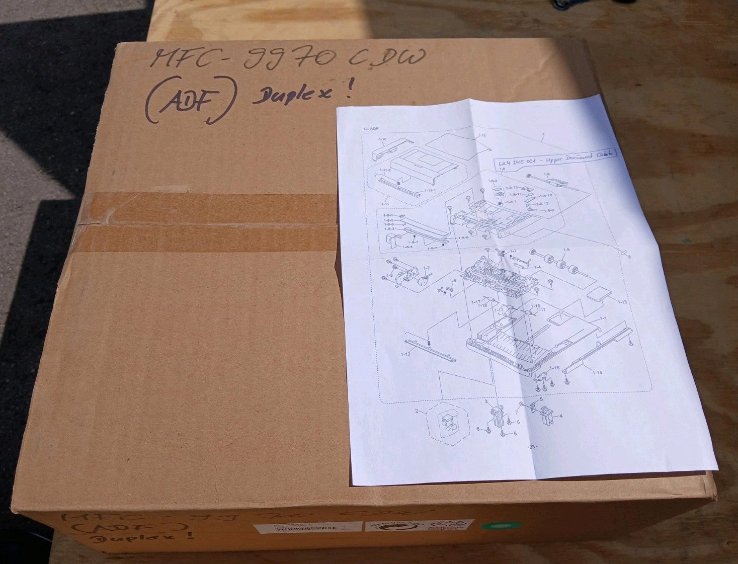 Brother LX4245001 Upper Document Chute Dokumentenschacht Brother 9460 9970 P3