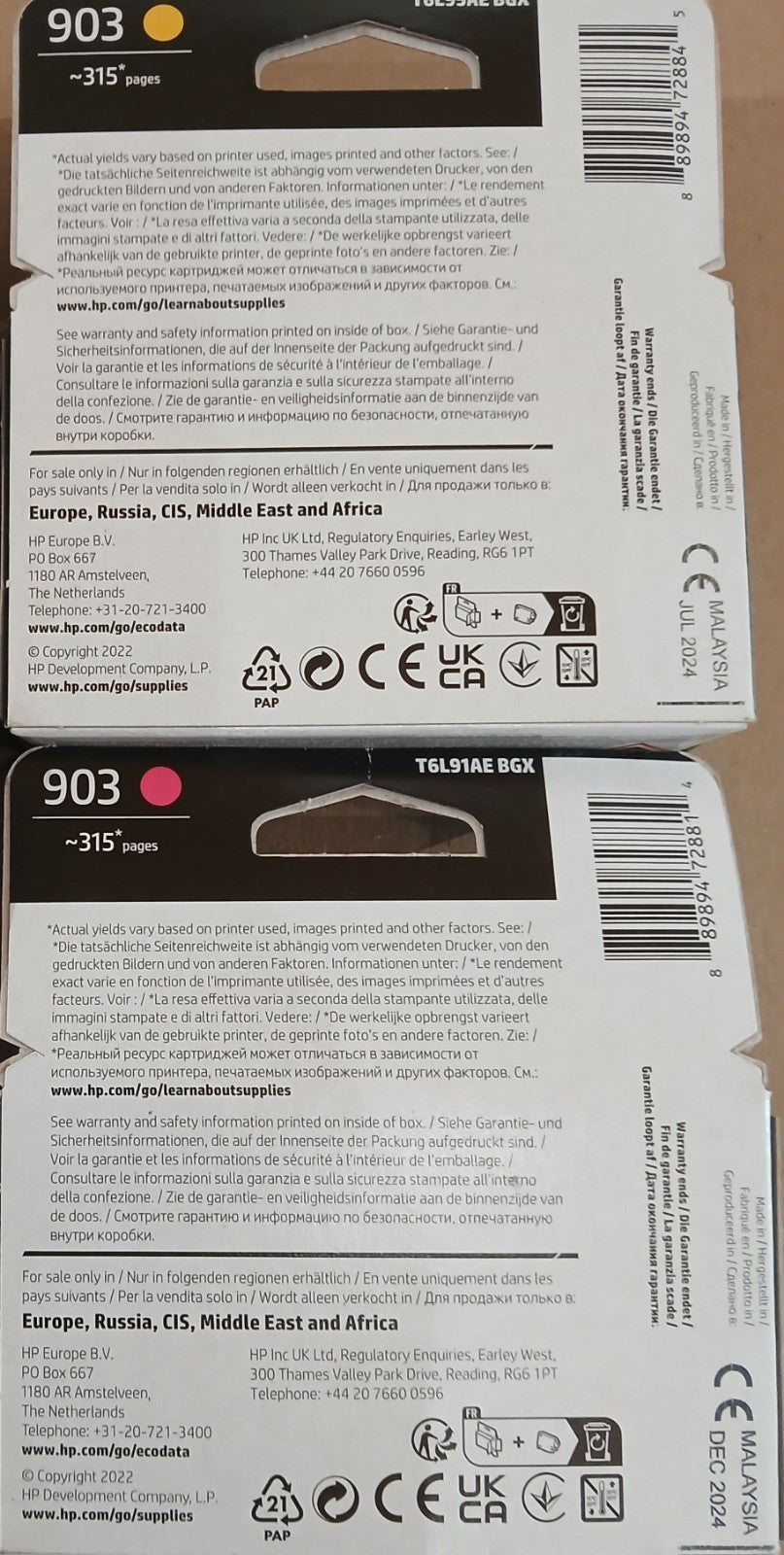 Original HP 903 Tintenpatrone 4x für Officejet 6900 6950 6860 6970 6975 6978