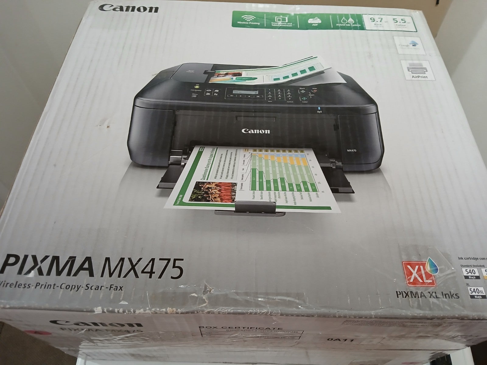 Canon Pixma MX 475 Druck Scan Kopie Fax ADF Wi Fi Direkt WLAN LAN Netzwerk Win11