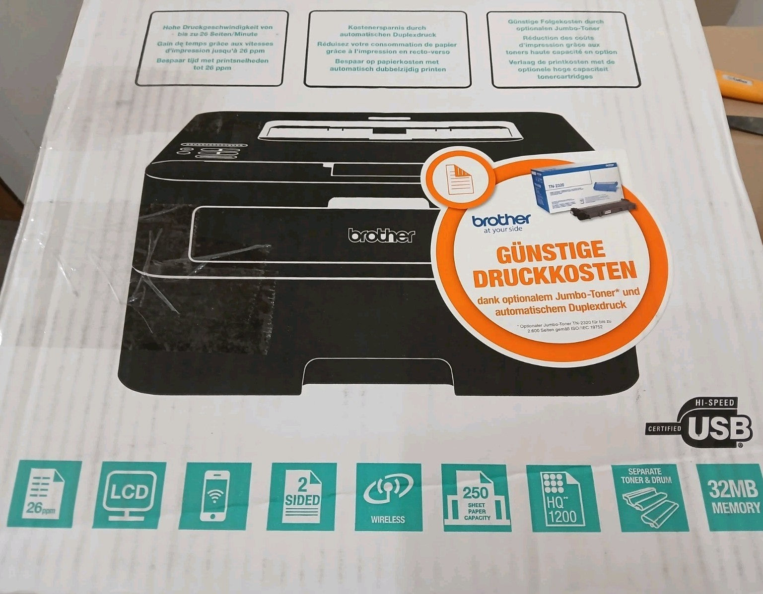 Brother HL-L2340DW S/W Laserdrucker Duplex Wi-Fi Netzwerk Airprint USB2.0 Win 11