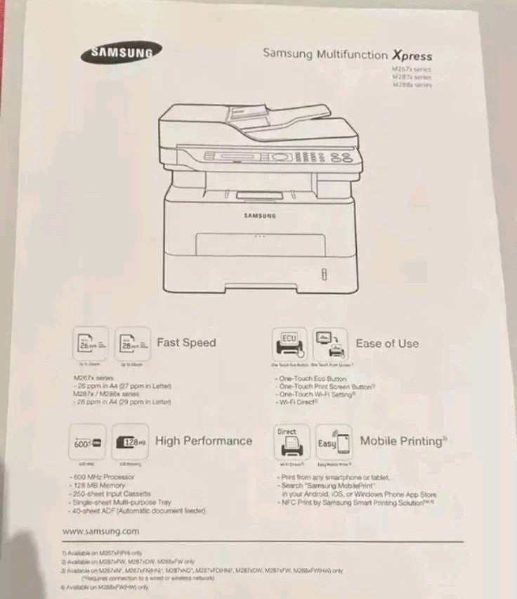 Samsung Xpress M2885FW S/ W 4-in-1 Multifunktionsdrucker Wi-Fi Duplex ADF Win 11