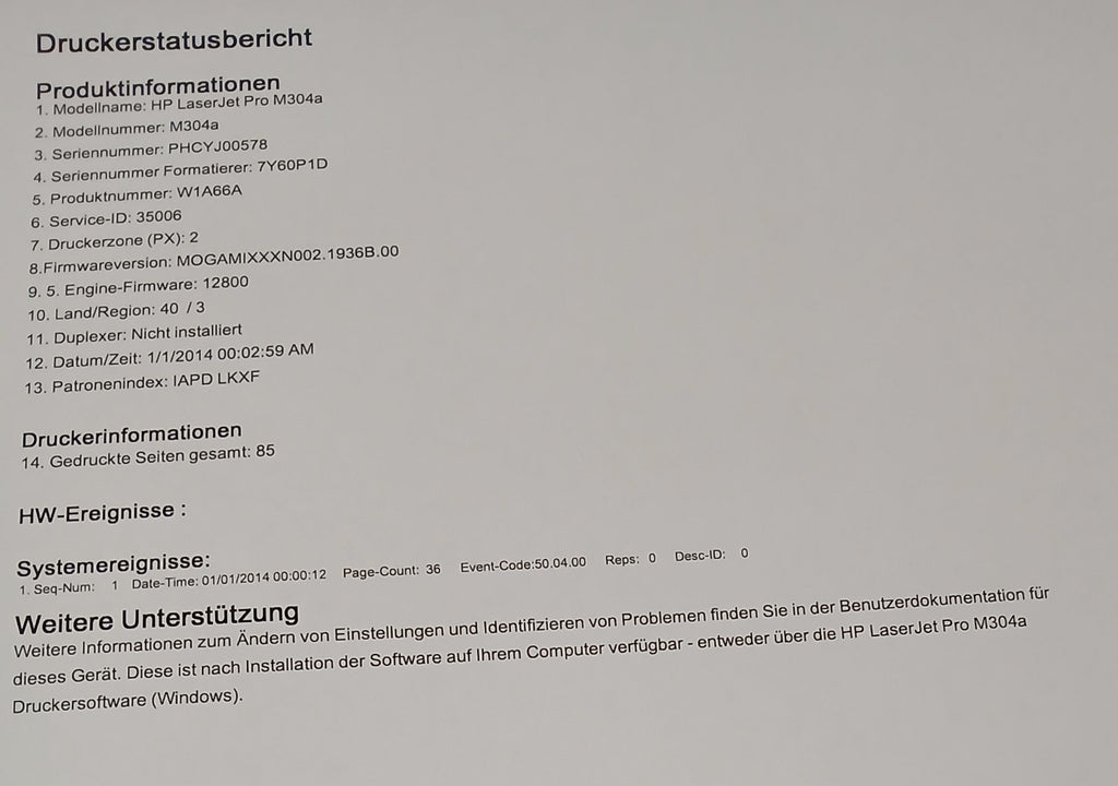 HP Laser Jet Pro M304a Laserdrucker S/W Wie Neu + HP Toner + USB + A4 + Win 10 !