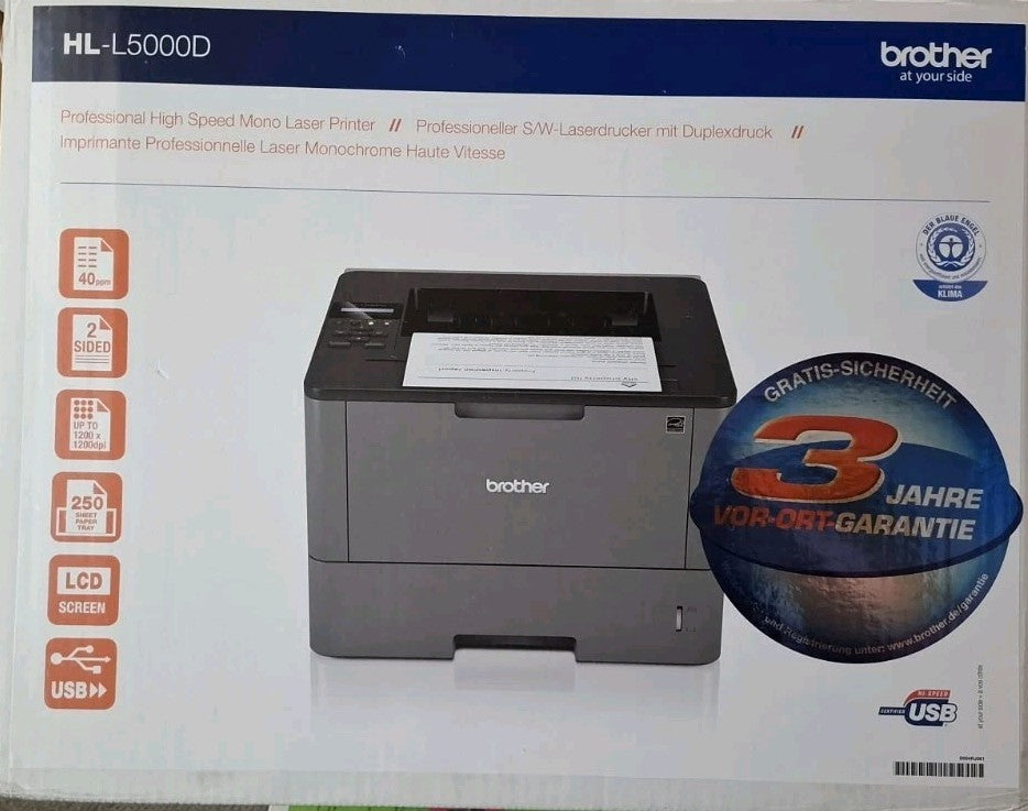 Brother HL-L5000D S/W Laserdrucker Duplex PDF Direkt XPS USB 2.0 Mac OS Win 11