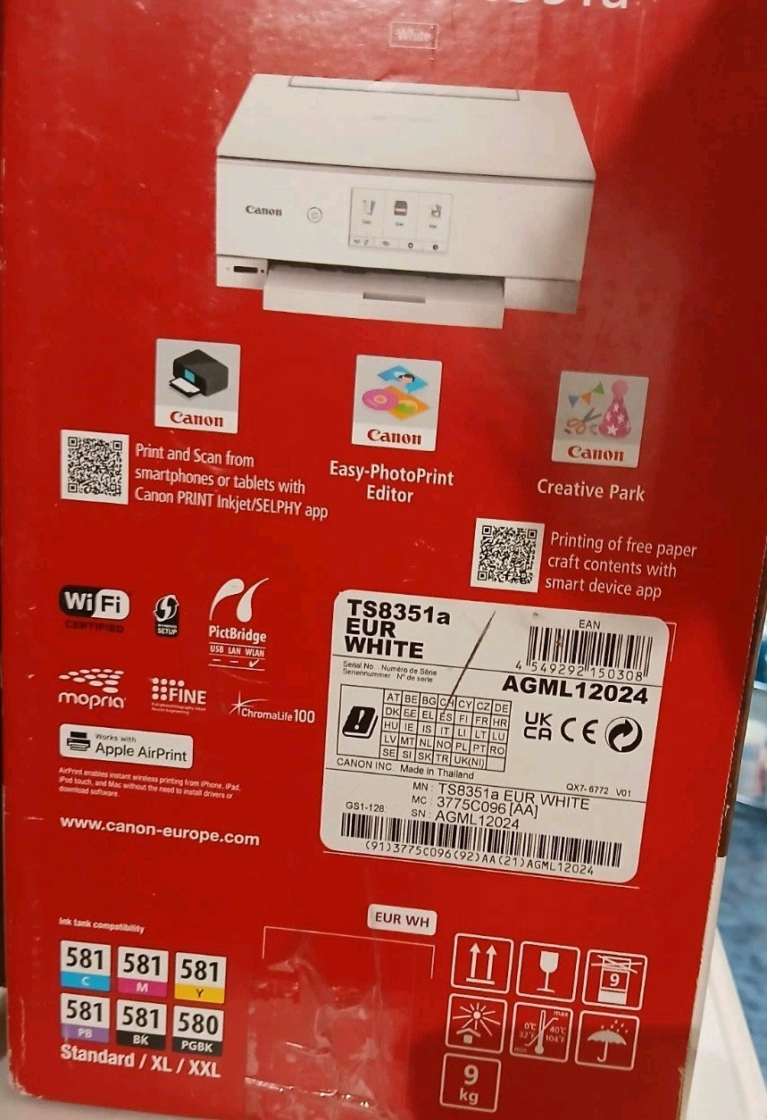 Canon PIXMA TS8351a 3-in-1 Tintenstrahldrucker Weiß Duplex CD/DVD Druck Airprint