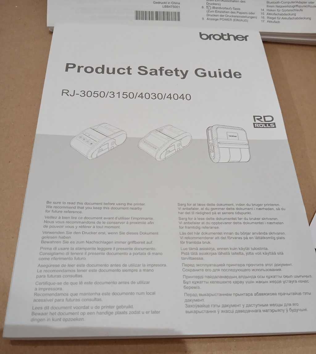 Brother RJ-4040 Thermodruck Etiketten Quittungen 104mm USB Seriell Mobiler Druck