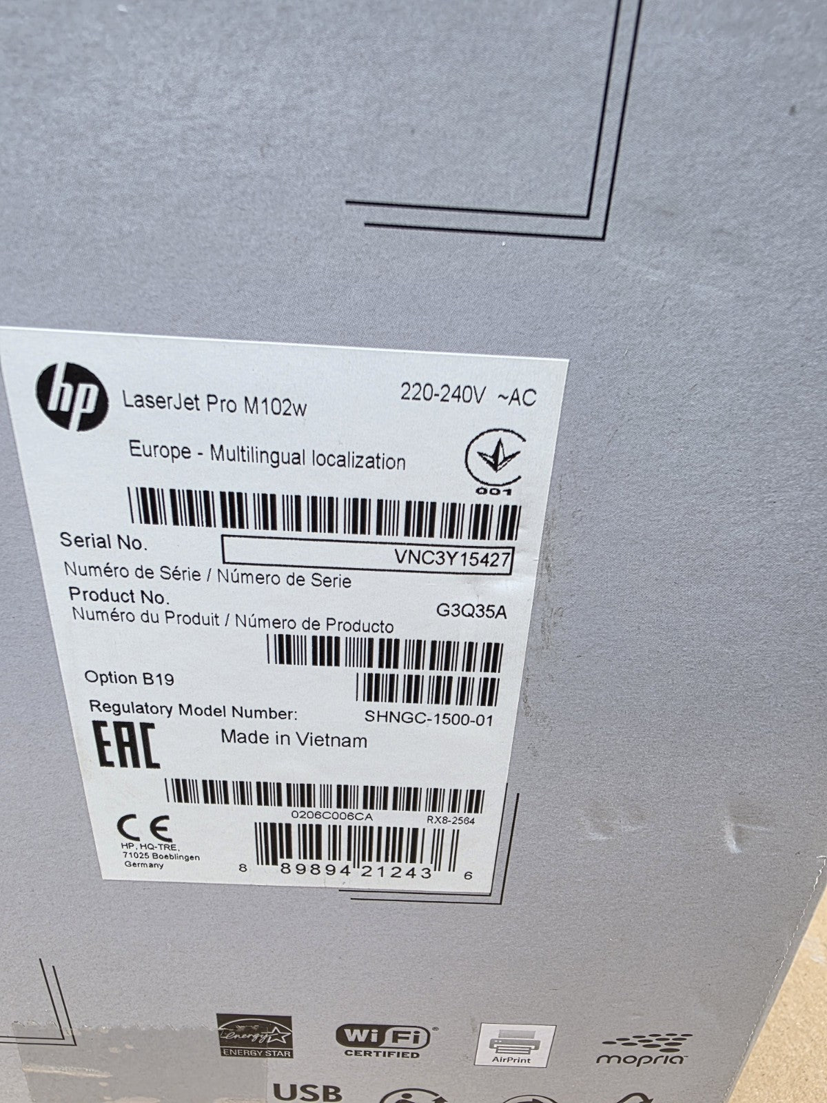 HP Laser Jet Pro M102w S/W Laserdrucker USB 2.0 Netzwerk Wlan Airprint Win 10