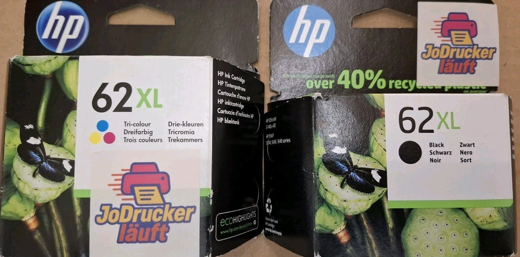 2 Original HP Tinten 62XL Black C2P05AE Color C2P07AE 2023/24 für HP ENVY 5540..