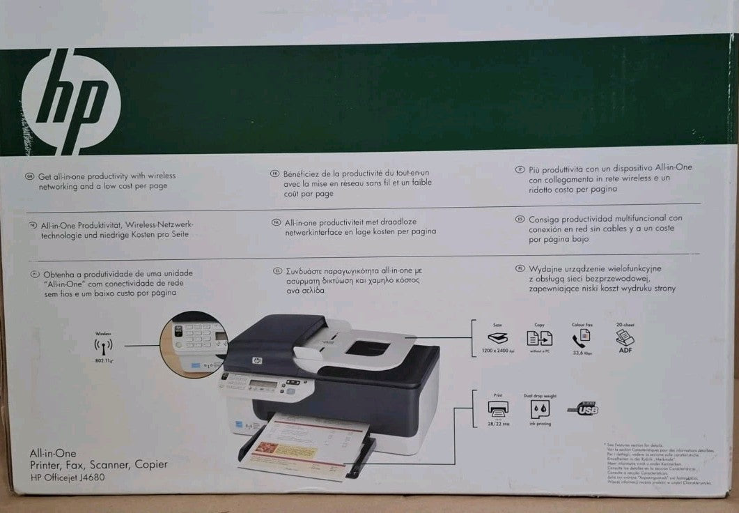 HP Officejet J4680 4-in-1 Tintenstrahldrucker Multifunktionsgerät ADF WLAN Win10