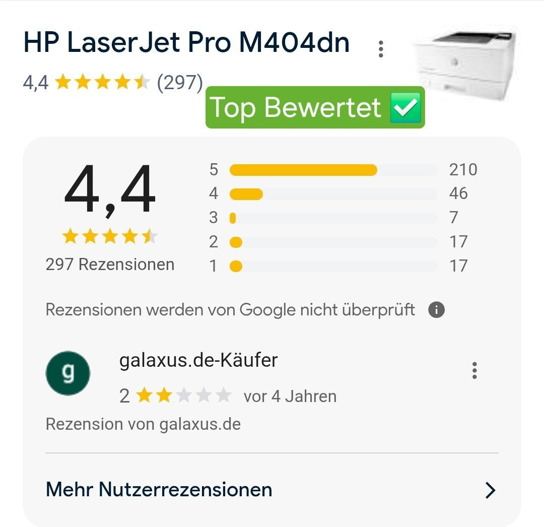 HP LaserJetPro M404dn S/W Laserdrucker Netzwerk Lan Duplex Airprint MacOS Win 11