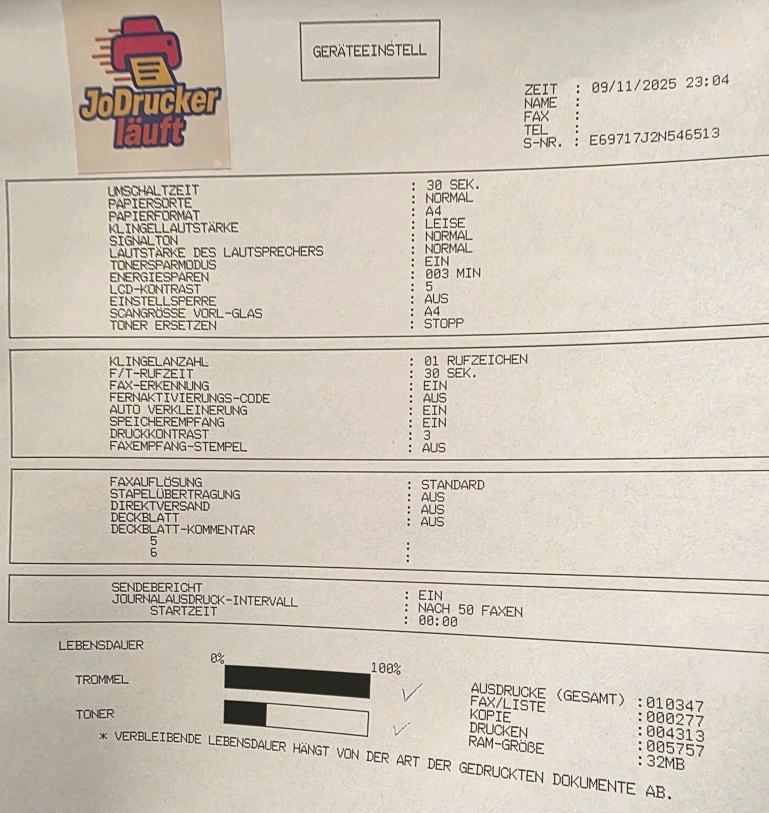 Brother MFC-7360N S/W 4-in-1 Multifunktionsdrucker Kopie Scan Fax ADF LAN Win 11