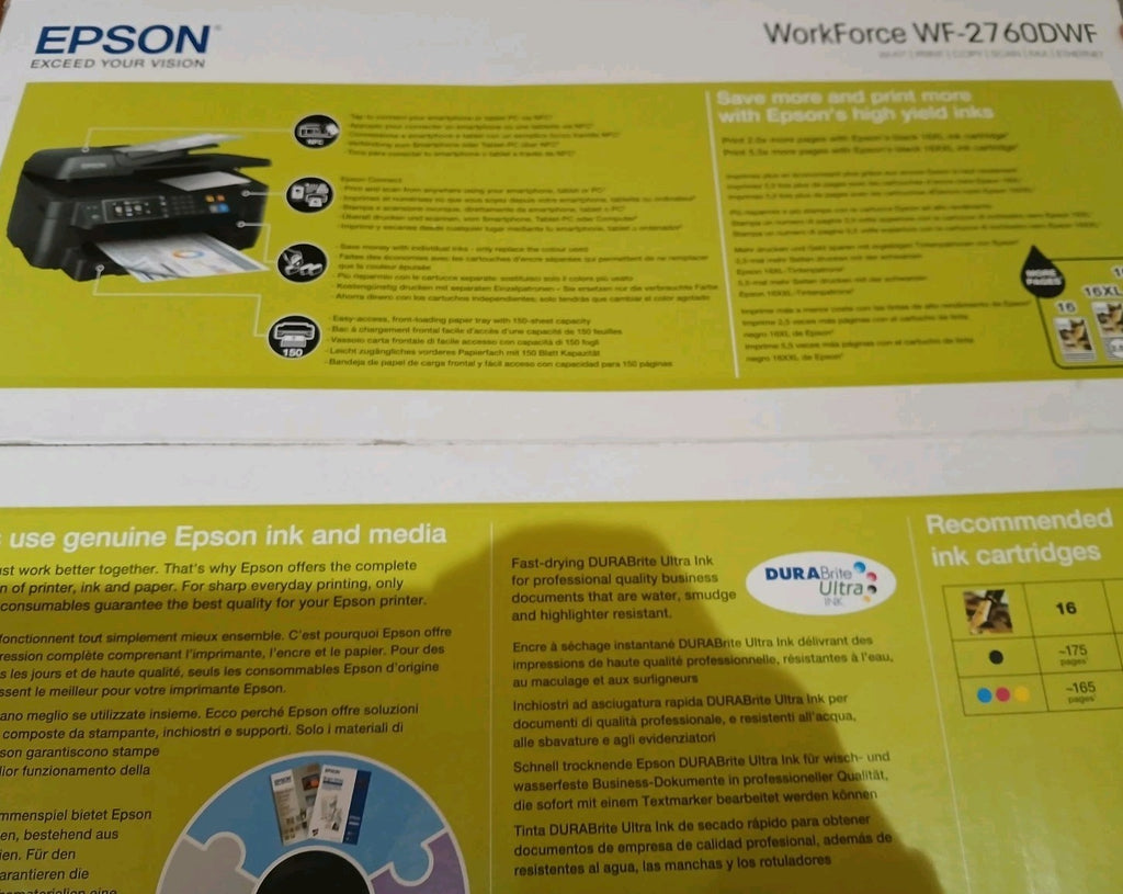 Epson WorkForce WF-2760DWF 4-in-1 Tintenstrahldrucker Duplex ADF USB 2.0 Win 11