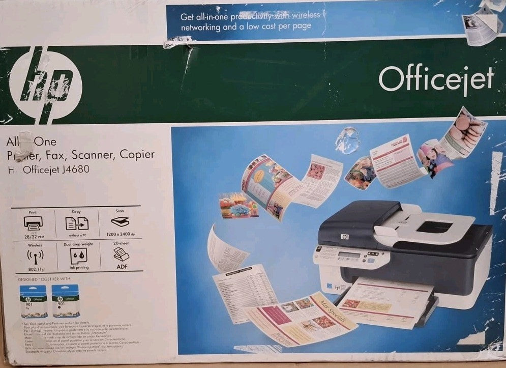 HP Officejet J4680 4-in-1 Tintenstrahldrucker Multifunktionsgerät ADF WLAN Win10