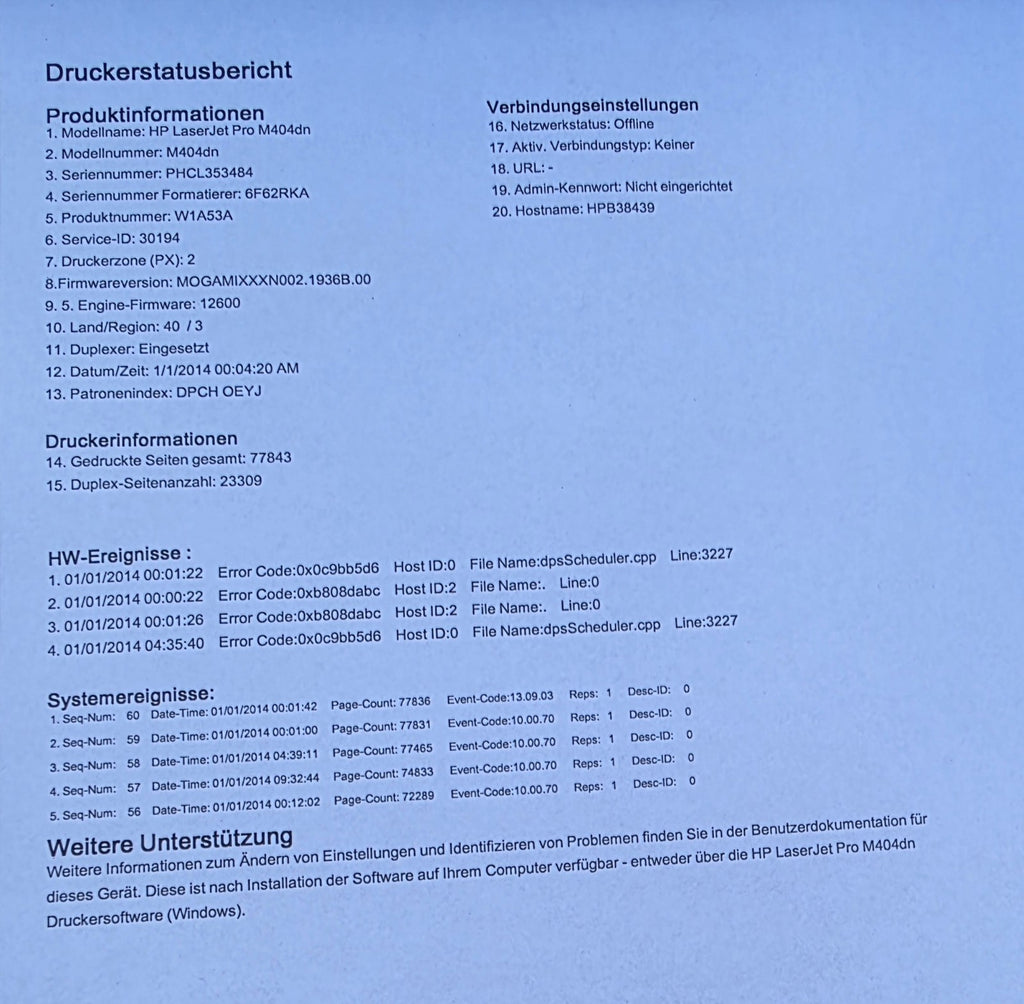 HP LaserJetPro M404dn S/W Laserdrucker Netzwerk Lan Duplex Airprint MacOS Win 11